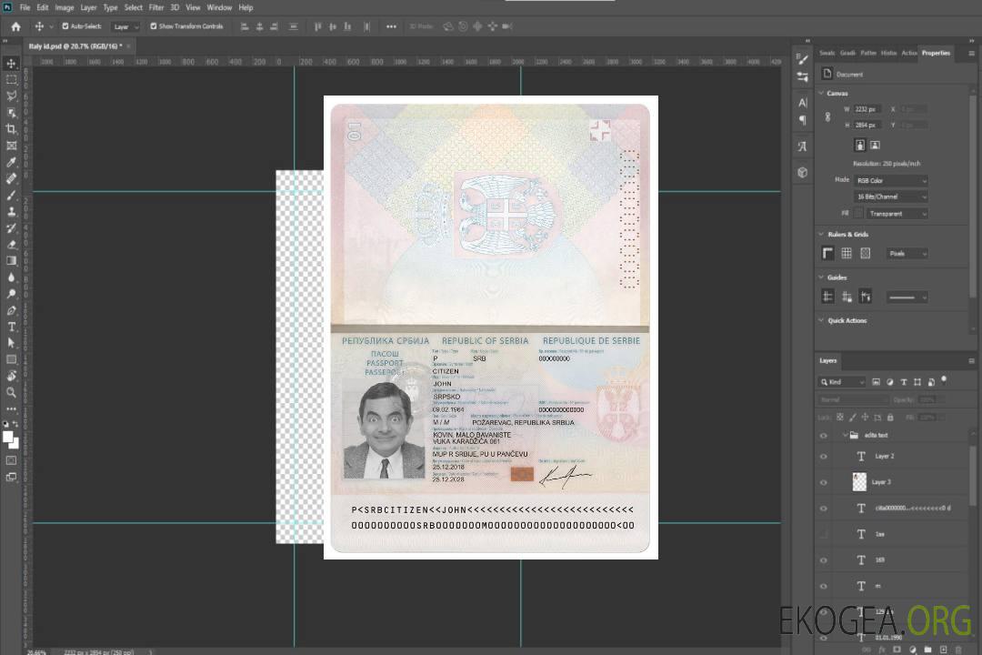 Passeport SERBIE nouvelle version template Passeport SERBIE nouvelle version template
